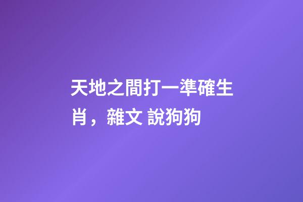 天地之間打一準確生肖，雜文 說狗狗